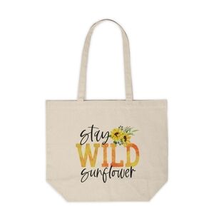 Stay Wild Sunflower Custom Canvas Tote Bag